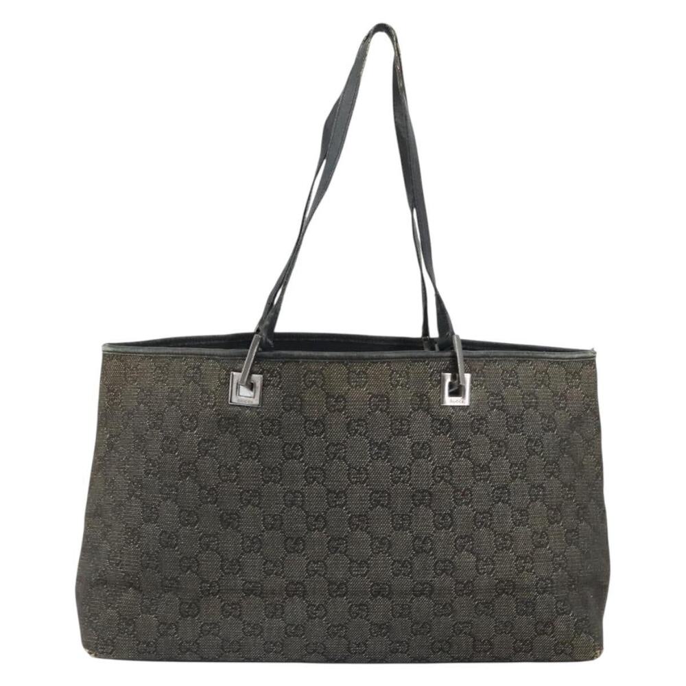 Gucci GG Canvas Tote Bag Black Silver 36173